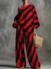 Women's Retro Striped Batwing Top & Wide-Leg Pants Set – Vintage 2-Piece by FitiqueFit