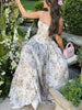 Printed Strapless Backless Maxi Dress – Fitted Long Dress by FitiqueFit