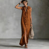 Women's Sleeveless Deep V-Neck Hooded Loose Maxi Dress – 6 Colors XS–3XL by FitiqueFit