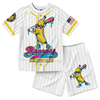 Retro Banana Dabbing American Flag Jersey Outfit – Toddler Quick-Dry Mesh Set, Patriotic 4th of July Kids Uniform by Dog Mom Hat