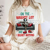 "On The Naughty List And I Regret Nothing" Christmas Shirt - Christmas Halloween Characters Tee, Team Naughty