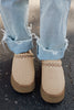 Oatmeal Suede Contrast Plush Slippers With Thick Sole