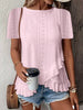Women’s Casual Solid Color Short Sleeve Crew Neck Top by FitiqueFit
