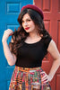 Retro Boat Neck Top in Black by Retrolicious