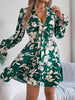 Feminine Lilac Ruffled Printed Long Sleeve Dress Summer Cute Midi Dress by Stevvex