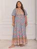 Pink Purple Plus Size Printed Flutter Sleeve Maxi Dress Elegant & Flowy Dress Unique Design by Stevvex