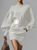 Women’s Brown Bodycon Mini Dress — Boat Neck, Long Sleeve by FitiqueFit