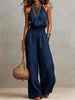 Women's Halter-Neck Backless Wide-Leg Jumpsuit – Solid Color Street Style by FitiqueFit