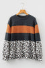 Black Color Block Leopard Patchwork Long Sleeve Casual Top by Wild and Free Boutique