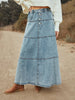 Bohemian A line Layered Stitching Women Denim Skirt