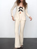 Spring Summer Women Clothing Bowknot Long Sleeved Top Bell Bottom Pants