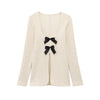 Spring Summer Women Clothing Bowknot Long Sleeved Top Bell Bottom Pants