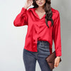 Women’s Satin Lapel Button-Down Blouse by FitiqueFit