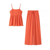 Summer Women Clothing Simple Solid Color Sling Top Trousers Suit
