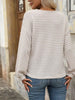 Striped Button Detail Long Sleeve T-Shirt by Simply Love