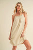 Embroidered Trim Gauze Square Neck Mini Cami Dress For Women – Feminine, Elegant & Stylish with Delicate Details by Stevvex