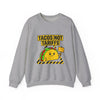 Tacos Not Tariffs Sweatshirt | taco pun, protest typography by Tristan’s Treehouse