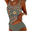 Retro Split High Waist Bikini Beach Print Strap Swimsuit
