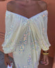 Bat Sleeve Sequins Deep V-neck Long Dress 20240345