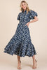 Natural Leaf Pattern Eyelet Lace Puff Sleeve Dress For Women – Elegant and Feminine Eyelet Lace Dress with Puff Sleeves by Stevvex