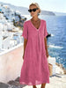 Patchwork Asymmetrical Maxi Dress – Relaxed V-Neck Style by FitiqueFit