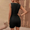 Elegant Sleeveless V-Neck Jumpsuit Solid Color One-Piece by FitiqueFit
