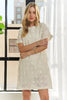 Applique Round Neck Short Sleeve Shift Dress – Timeless & Elegant Round Neck Shift Dress with Sophisticated Applique Detailing for Versatile Day-to-Night Wear by Stevvex