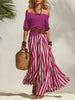 Women's Off-Shoulder Top & Slit Maxi Skirt Set by FitiqueFit