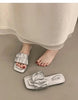 Minimalist Pleated Flat Slide Sandals – Square Toe Faux Leather by FitiqueFit