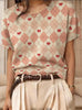 Women's Retro Short-Sleeve Jacquard Knit Top by FitiqueFit