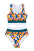 Green Floral Print Racerback High Waist Bikini Swimwear by Wild and Free Boutique