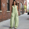 V-Neck Sleeveless Striped Loose Cropped Jumpsuit | 3 Colors S–3XL by FitiqueFit