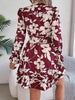 Feminine Lilac Ruffled Printed Long Sleeve Dress Summer Cute Midi Dress by Stevvex