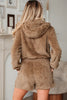 Parchment Zip Up Hoodie Drawstring Shorts Sherpa 2pcs Outfit by Wild and Free Boutique