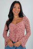Peach Blossom Drawstring Knot Detail Floral Lace Blouse by Wild and Free Boutique
