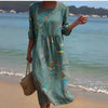 Women's 3D Floral Print Long-Sleeve A-Line Dress – Crew Neck Loose Fit by FitiqueFit