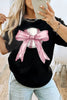 Black Baseball Bow Knot Print Round Neck T Shirt by Wild and Free Boutique