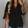 Women’s Contrast Lace Long-Sleeve Button‑Down Blouse by FitiqueFit