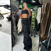 High Waist Breathable Breasted Loose Cargo Pants