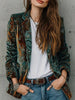 Women’s Printed Suit Jacket with Lining – Autumn Winter Casual Commuter Blazer by FitiqueFit