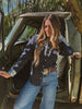 John Wayne Western Pearl Snap Button Up Top In Denim Blue by Lil Bee's Bohemian