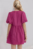 Elegant Ruched Puff Sleeve Mini Dress Vintage Bow Detail Cute Short Dress for Women by Stevvex