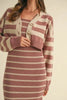 Stripe Crop Cardigan and Bodycon Dress Sweater Set – Two-Piece Knit Set, Striped Crop Cardigan Dress, Cozy Sweater Dress Set, Chic Layered Knit Outfit by Stevvex