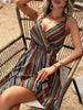 Women’s Deep V-Neck Striped Slip Dress by FitiqueFit