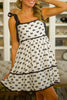 White Bow Contrast Trim Knotted Shoulder Mini Dress by Wild and Free Boutique
