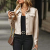 Faux Suede Cropped Jacket with Stand Collar — Vintage Short Coat / Fall Outwear by FitiqueFit