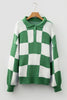 Light French Beige Checkered Pattern Polo Collar Loose Sweater by Wild and Free Boutique