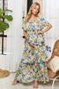 Layered Floral Off-Shoulder Short Sleeve Maxi Summer Dress For Women – Elegant and Feminine Floral Off-Shoulder Maxi Dress with Ruffled Layers for a Romantic Look by Stevvex