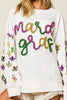 BiBi Fleur De Lis Sleeve Mardi Gras Pullover by FitiqueFit