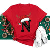 Red Loose T-Shirt Top With A Christmas Party Aesthetic by My Store